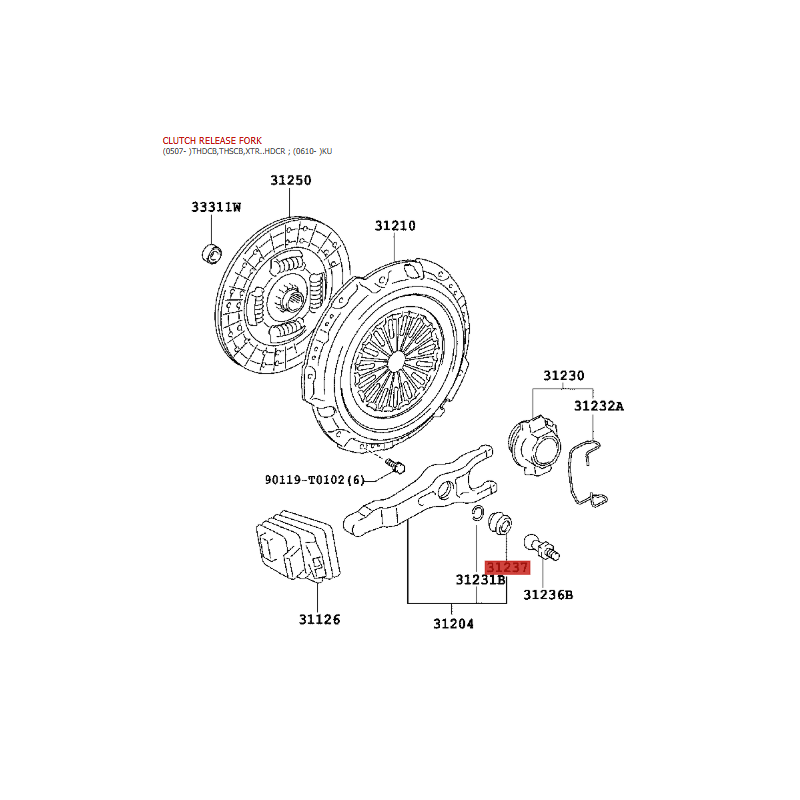 Clutch Fork Support Lining for Manual Transmission for Toyota Hilux Vigo - Original Toyota Land Cruiser