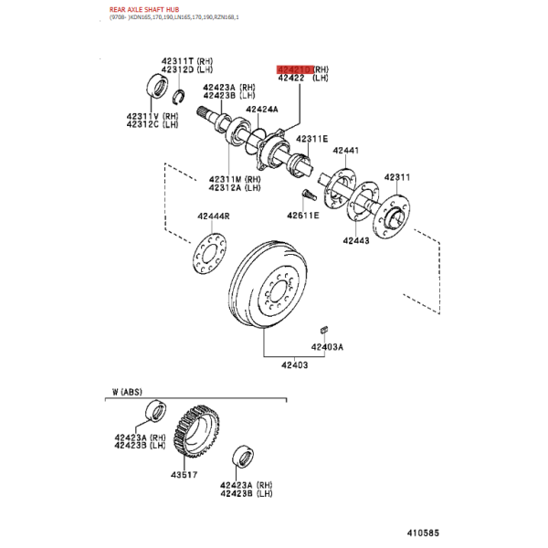 Rear axle shaft bushing, For Toyota Hilux/Dyna...