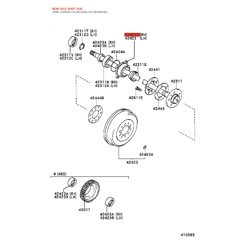 Rear axle shaft bushing, For Toyota Hilux/Dyna (2001-2005) - Original Toyota Land Cruiser