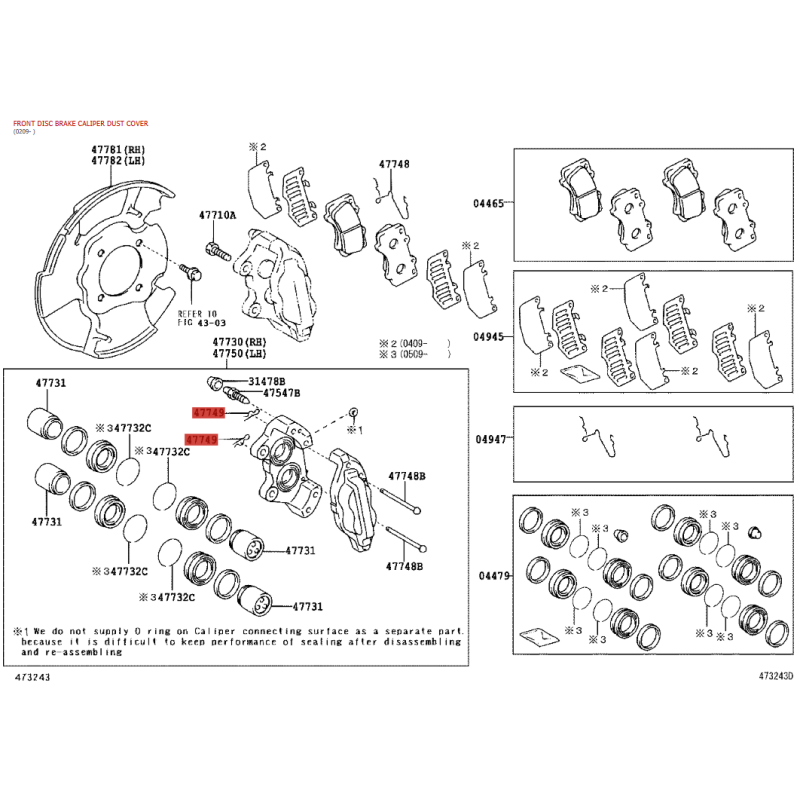Clip Pino de fixação da pinça de freio dianteira Para Toyota Land Cruiser J12 /Hilux - Original Toyota Land Cruiser