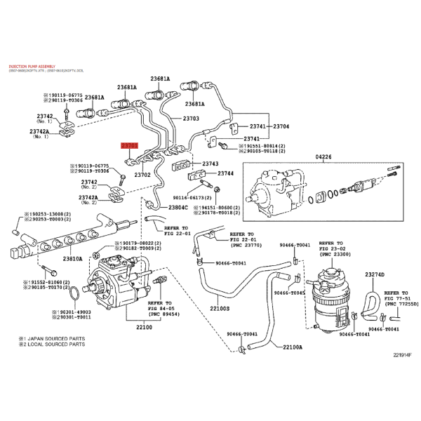 Tubo dell'iniettore n°1 per Toyota Hilux Vigo...