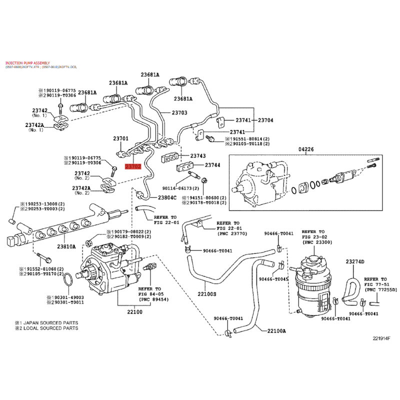 Tubo dell'iniettore n°2 Per Toyota Hilux Vigo (2005 a 2006) - Originale Toyota Land Cruiser