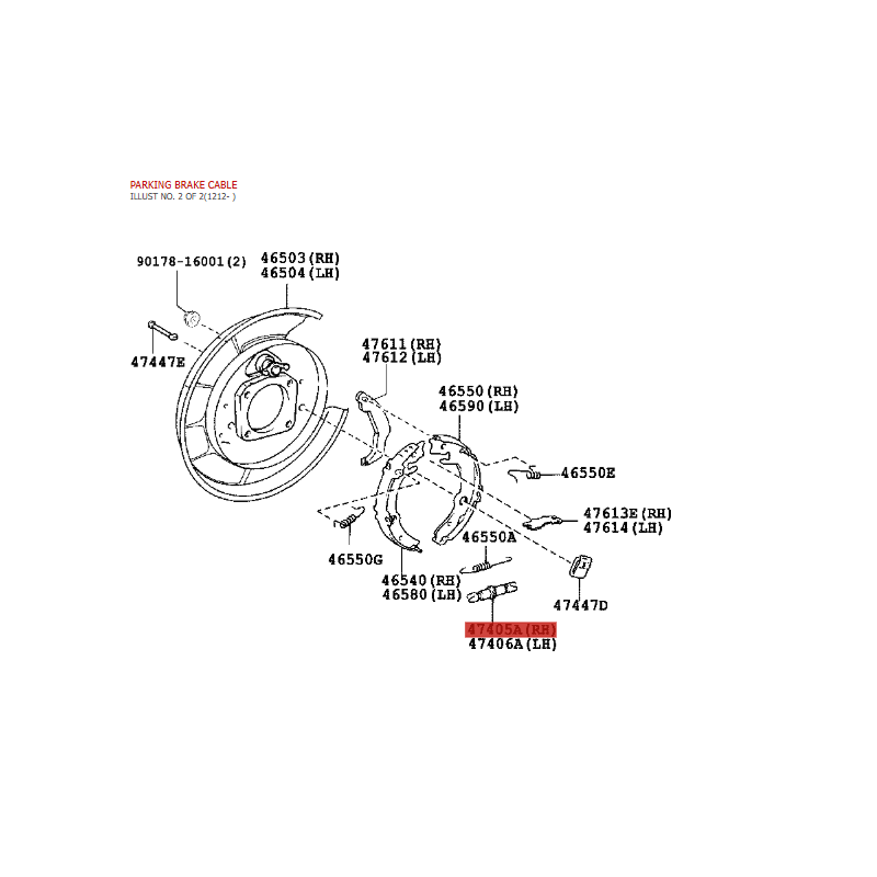 Boulon de réglage, Sabot de frein à main arrière droit, pour Toyota Rav-4 (2005 à 2018) - Original Toyota Land Cruiser