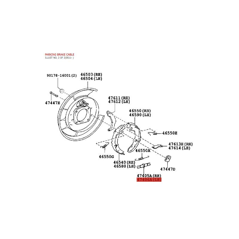 Bullone di regolazione, ganascia del freno a mano posteriore sinistra, per Toyota Rav-4 (dal 2005 al 2018) - Originale Toyota La