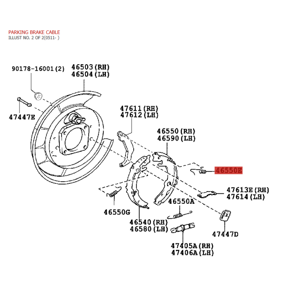 Return spring for rear left handbrake shoe,...