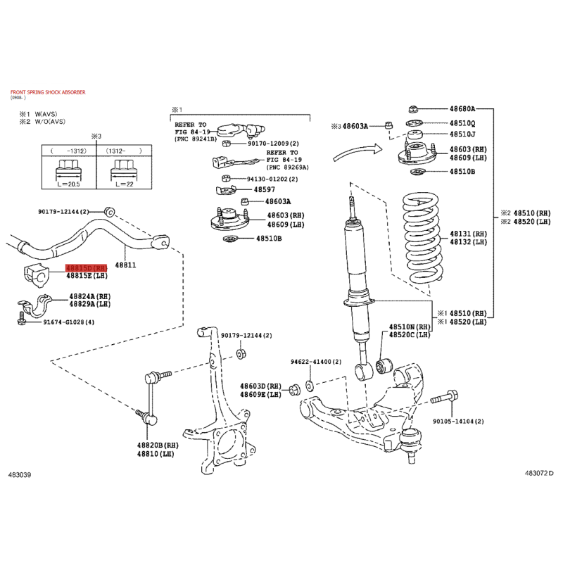 Silentblock vordere Stabilisatorstange Für Toyota Land Cruiser J15 (2013 bis 2024, mit KDSS) - Original Toyota Land Cruiser