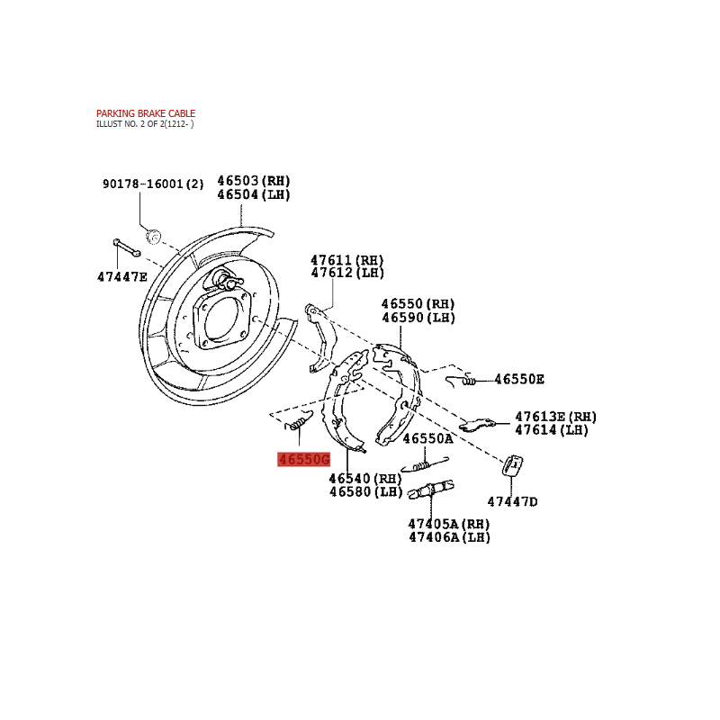 Ressort de rappel de mâchoire, N-3 de frein à main arrière, pour Toyota Rav-4 (2005 à 2018) - Original Toyota Land Cruiser
