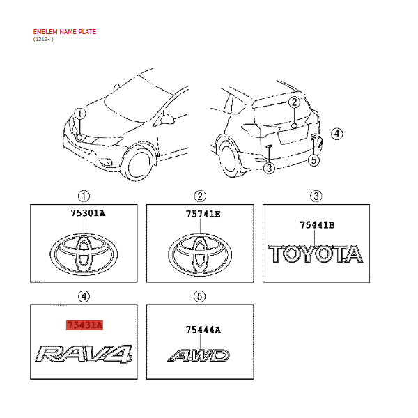 Emblema RAV4 porta traseira, Para Toyota Rav4...