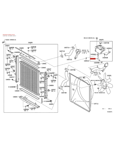 Durite de dérivation d'eau N-2, Pour Toyota...