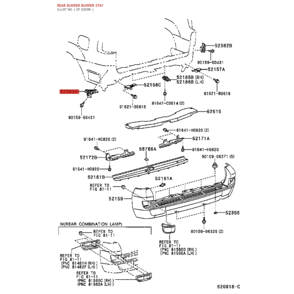 Upper Left Rear Bumper Retainer Toyota Land...