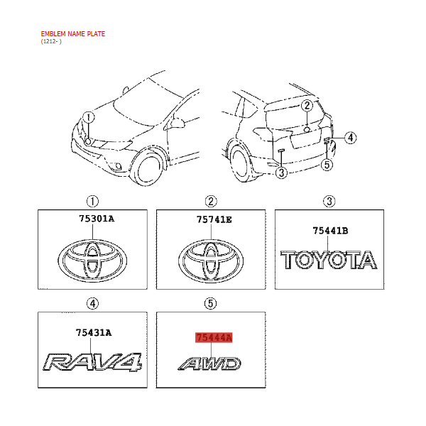 AWD-Emblem, Heckklappe, Für Toyota Rav4 (2012...