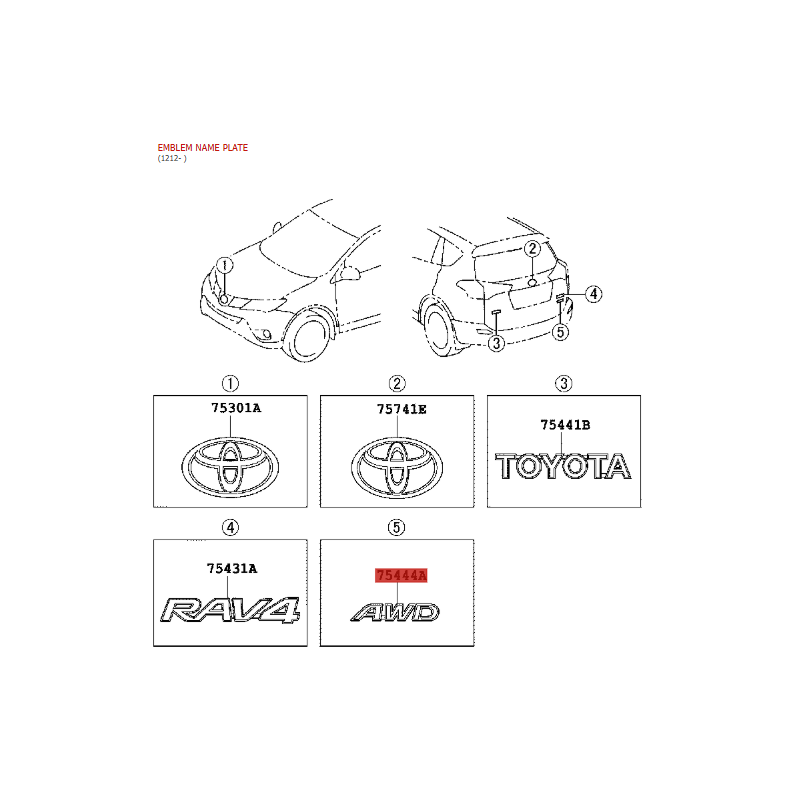 AWD-Emblem, Heckklappe, Für Toyota Rav4 (2012 bis 2018) - Original Toyota Land Cruiser