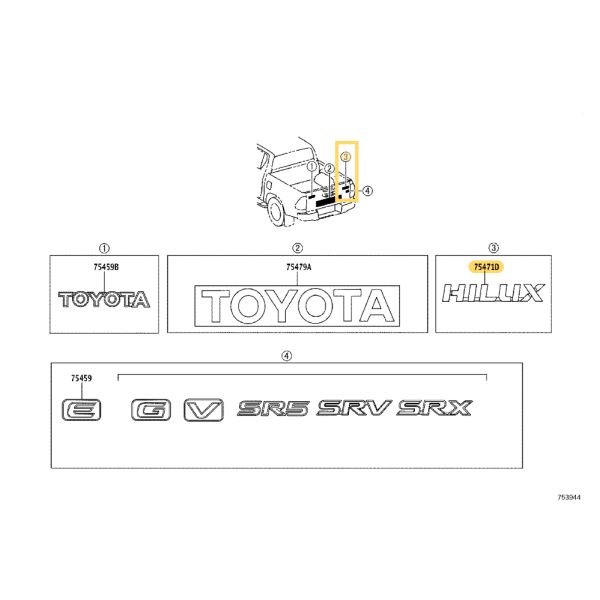 Emblema para Hilux, puerta delantera para...