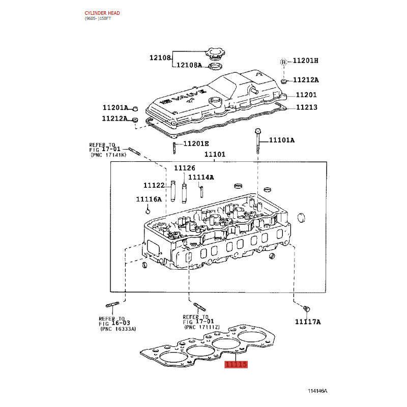 Junta de culata, espesor de T 1,20 mm (Codigo motor 15BF/15BFT), Para  Toyota dyna 200  - Original Toyota Land Cruiser
