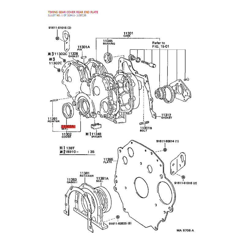 Joint d'étanchéité vilebrequin avant, (moteur 3B/11B/14B/15BF/15BFT/15BFTE), Pour Toyota j7/dyna 200 - Original Toyota Land Crui