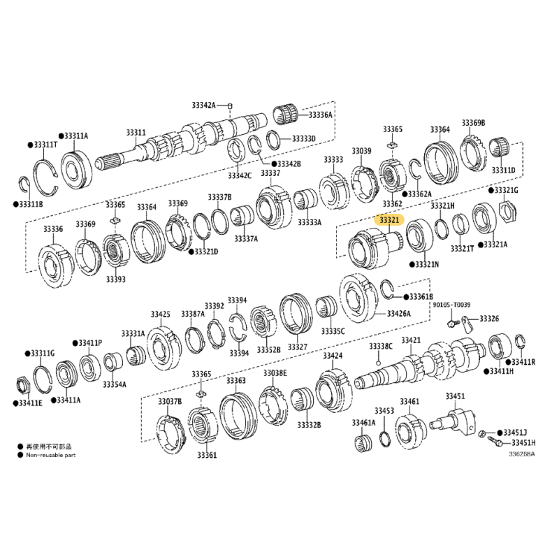Sous-ensemble d'essieu, boîte de vitesses manuelle 6 rapports (TYPE-B), Toyota Hilux Revo - Original Toyota Land Cruiser