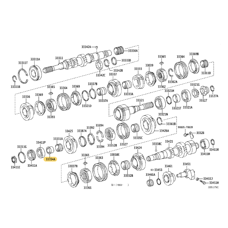 Cubo interno de transmissão Nº 4, caixa de câmbio manual 6 velocidades, Toyota Hilux Revo - Original Toyota Land Cruiser