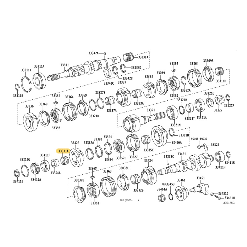 Cuscinetto a rulli per retromarcia del cambio manual (6v) Toyota Hilux Revo - Originale Toyota Land Cruiser