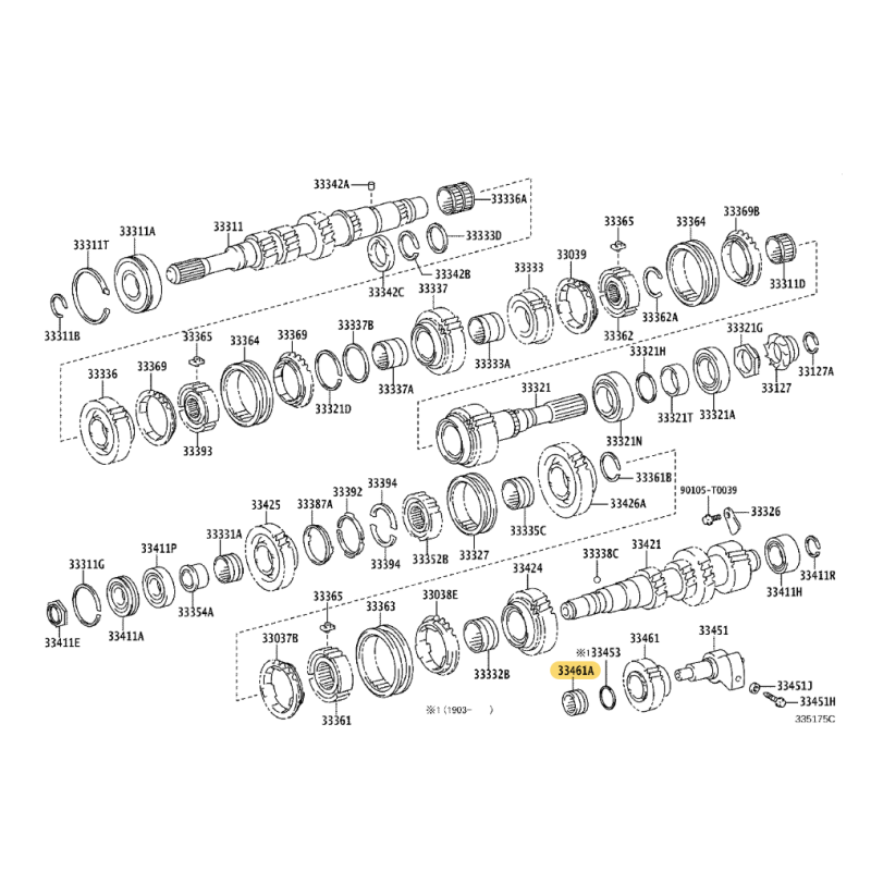 copy of Roulement à aiguilles marche arrière de la boîte de vitesses manuelle (6v) Toyota Hilux revo - Original Toyota Land Crui