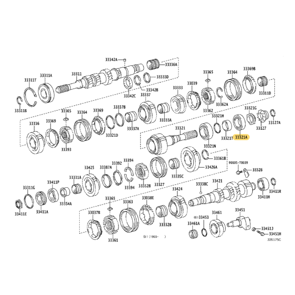Front output shaft bearing, for manual...