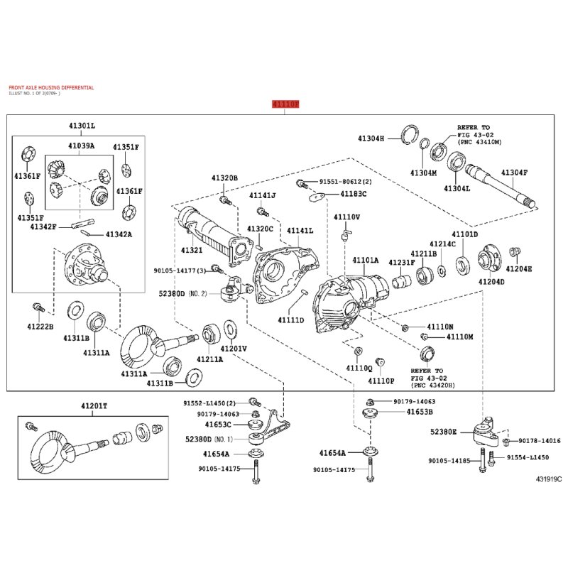 cópia do Diferencial traseiro completo NOVO (43/11, sem bloqueio), para Toyota Land Cruiser j20 - Original Toyota Land Cruiser