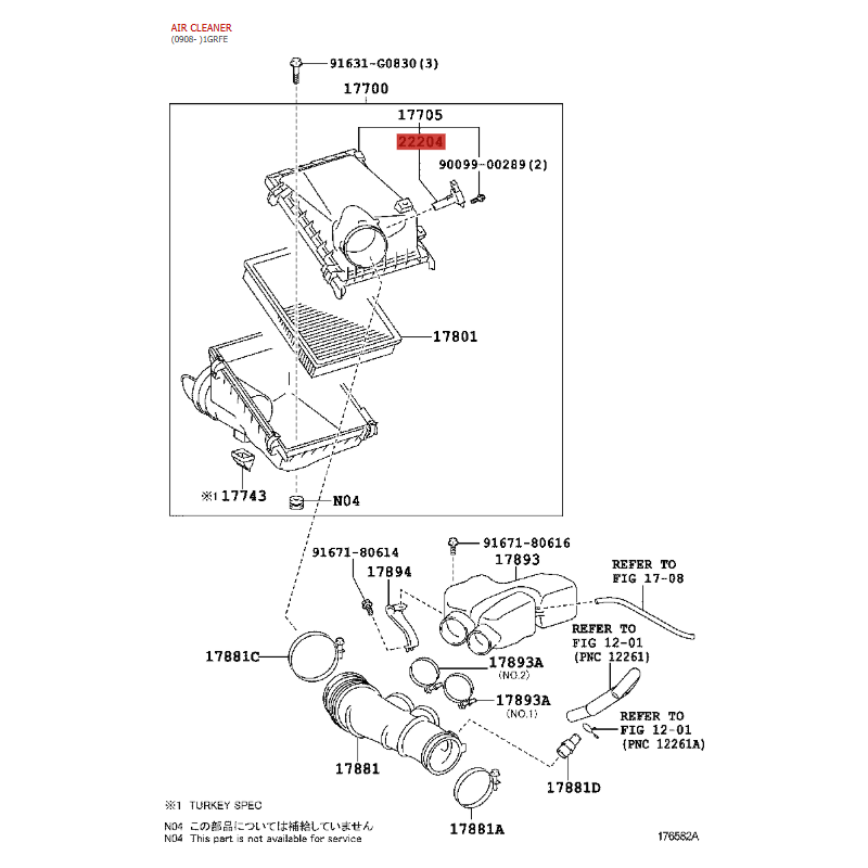 Misuratore di flusso per Toyota Land Cruiser J15 / RAV-4 (motore a benzina) - Originale Toyota Land Cruiser