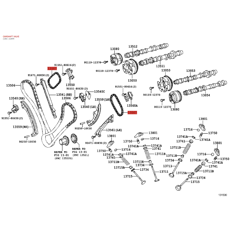 Cadena de distribución (pequeña) para Toyota Land Cruiser J15/FJ Cruiser (motor 1GRFE) - Original Toyota Land Cruiser