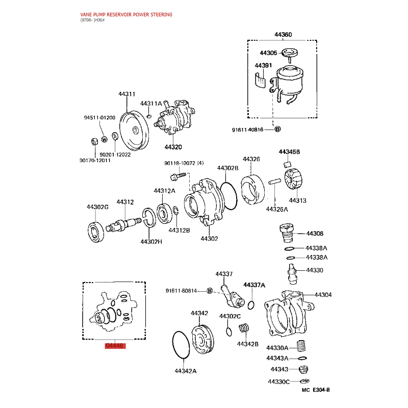 Kit de reparación de bomba de dirección (motor 3B/2H/12HT) para Toyota Land Cruiser J6/7 - Original Toyota Land Cruiser