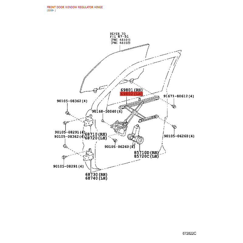 copy of Sliding rubber glass front left door J12 - Original Toyota Land Cruiser