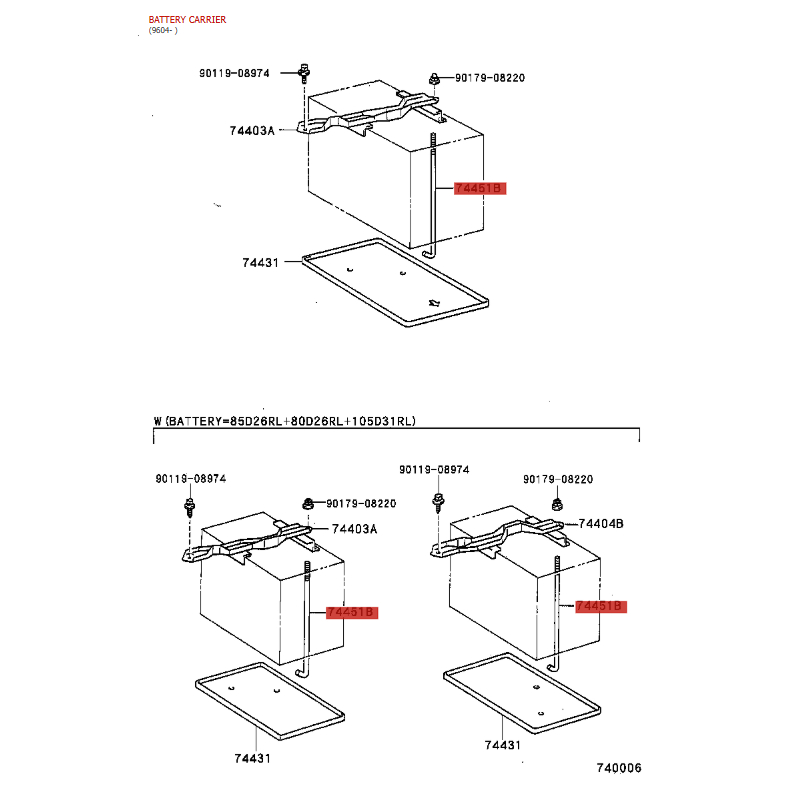 copy of Barra, supporto batteria (183mm), per Toyota Land Cruiser J12 /15 - Originale Toyota Land Cruiser