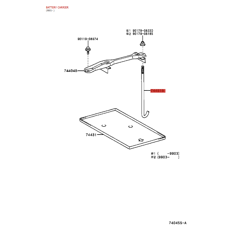 copy of Tige, support de batterie (183mm), pour Toyota Land Cruiser J12 /15 - Original Toyota Land Cruiser
