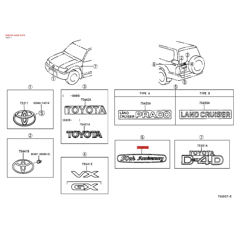 copy of Logo capó delantero J10 (dorado) - Original Toyota Land Cruiser