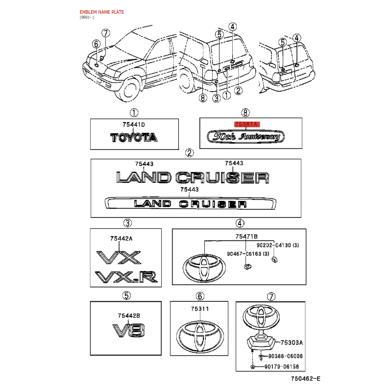 copy of Front hood emblem J10 (gold) - Original Toyota Land Cruiser