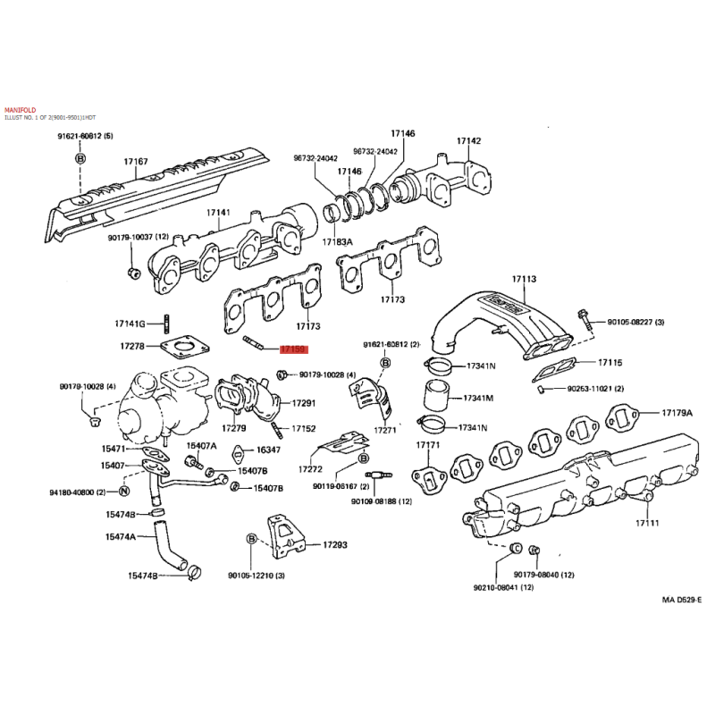 Esparrago colector escape a culata J7 / 8 / 10 - Original Toyota Land Cruiser