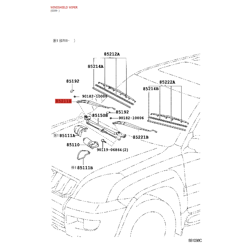 copy of Brazo izquierdo Limpias delanteros J8 - Original Toyota Land Cruiser