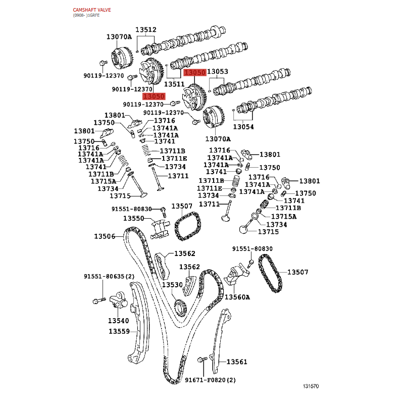 copy of Conjunto engrenagem árvore de cames, Para Toyota Land Cruiser J12 / FJ (1grfe) - Original Toyota Land Cruiser