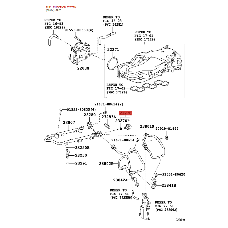 Vanne ou amortisseur de pression de carburant, pour Toyota Land Cruiser J12 /15 / FJ (moteur 1GRFE) - Original Toyota Land Cruis