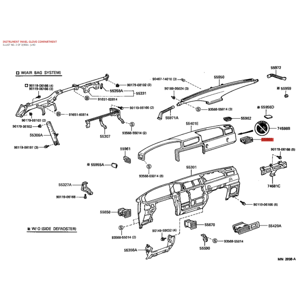 Aeratore cruscotto centrale N-3, Per Toyota...