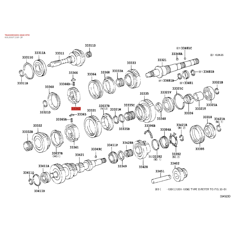 Cubo interno nº2, caixa de câmbio manual de 5 velocidades, Para Toyota Hilux Vigo - Original Toyota Land Cruiser