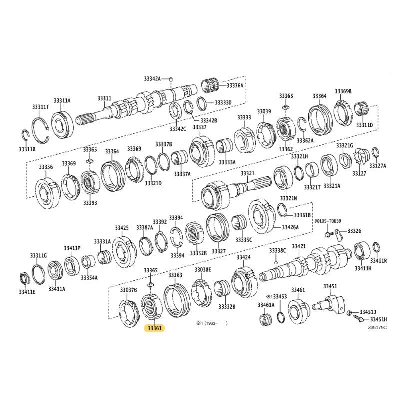 Cubos internos de transmissão (nº 1) caixa de câmbio manual, Para Toyota Land Cruiser J8 - Original Toyota Land Cruiser