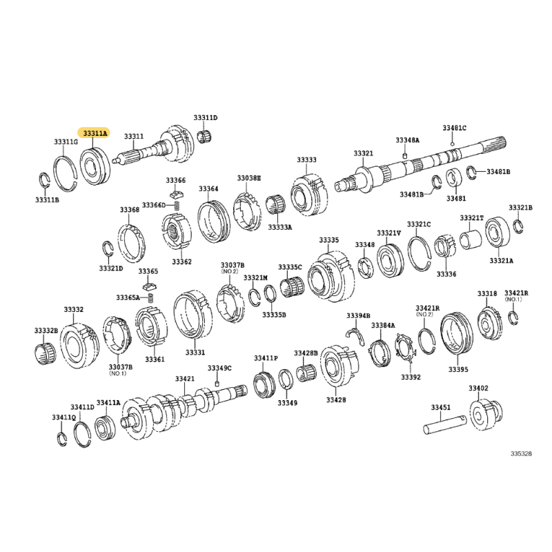 Rodamiento del eje de entrada primario, caja manual de 5 velocidades para Toyota Hilux Vigo - Original Toyota Land Cruiser