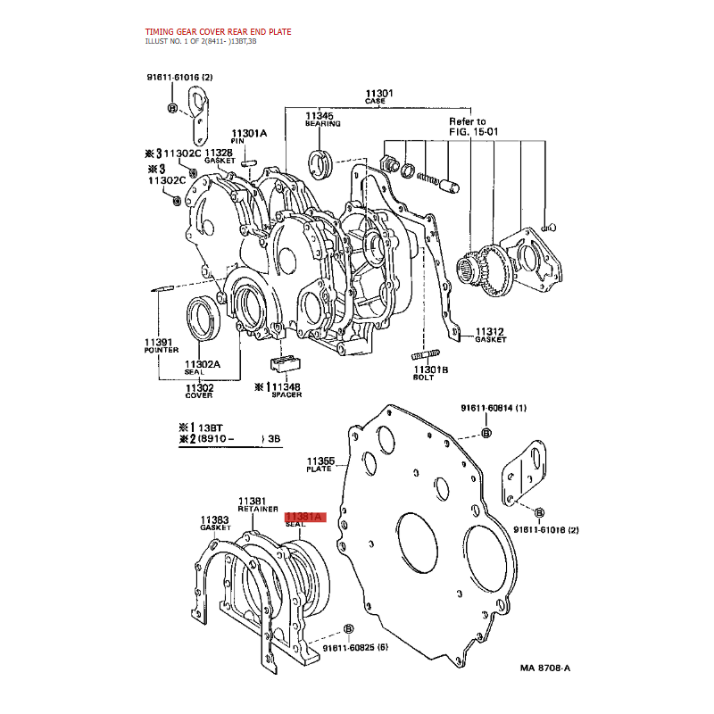Front crankshaft seal, (engine 3B/3BT/11B/14B/15BF/15BFT/15BFTE), For Toyota - Genuine Toyota Land Cruiser