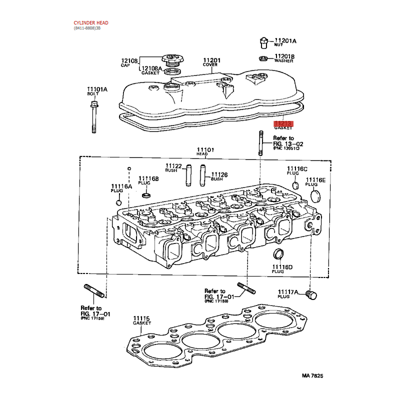 Junta tapa balancines, (Codigo motor 3B/11B/14B), Para  Toyota dyna 200  - Original Toyota Land Cruiser
