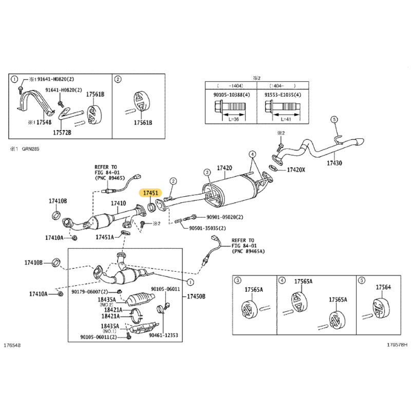Joint de tube d'échappement sortie turbo ou intermédiaire, pour Toyota Land Cruiser J12/15 (moteur 1KDFTV) - Original Toyota Lan