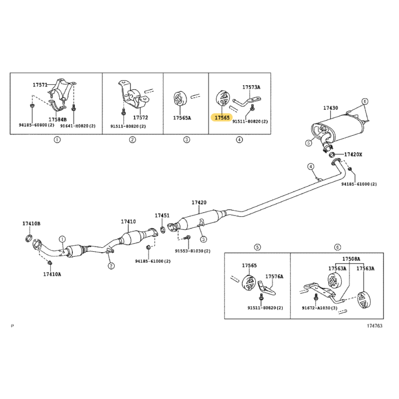 copy of Rubber support, exhaust pipe N-4, for Toyota Land Cruiser J12 /15 - Original Toyota Land Cruiser