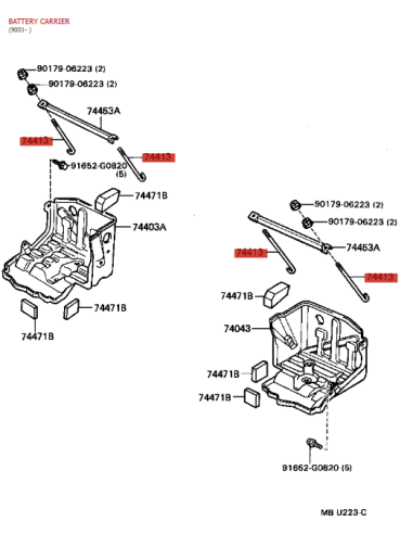 Rod, battery support, For Toyota Land Cruiser...