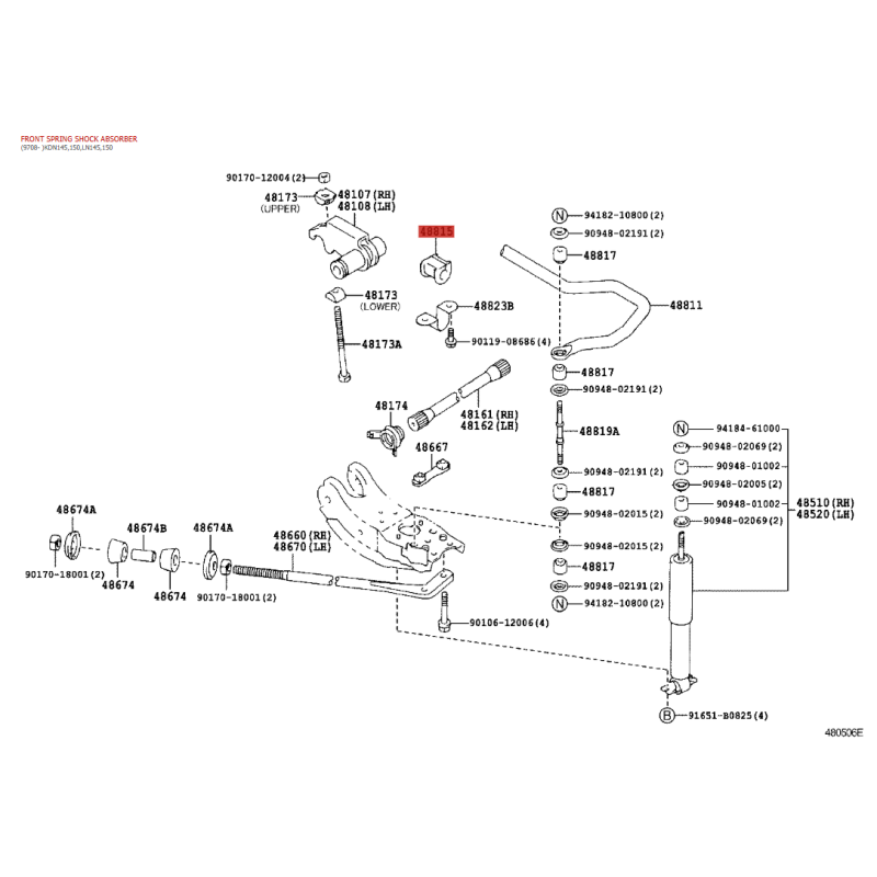 Silentblock barra stabilizzatrice anteriore (25mm), per Toyota Land Cruiser J8 - Originale Toyota Land Cruiser