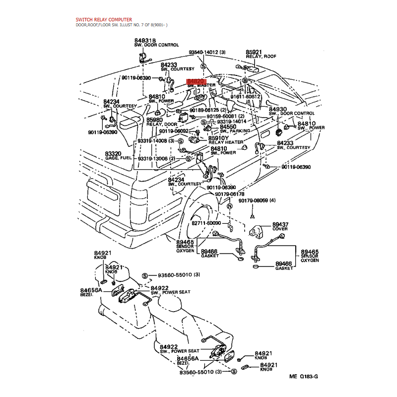 Pulsantiera porta conducente, per Toyota Land Cruiser J8 (HDJ80) - Originale Toyota Land Cruiser