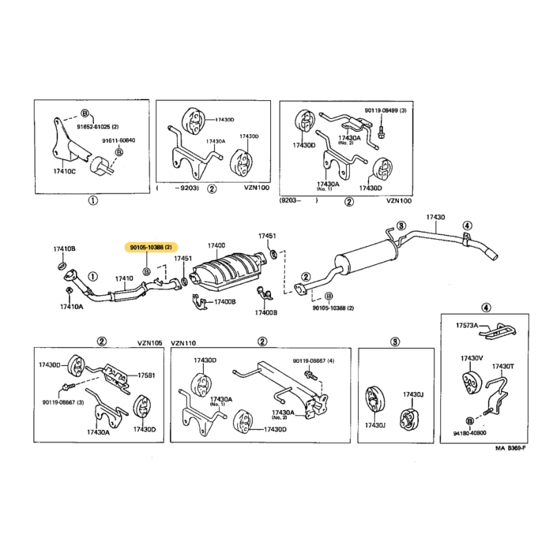 cópia da Junta tubo de escape intermediária a final, para Toyota Land Cruiser J9/12 - Original Toyota Land Cruiser