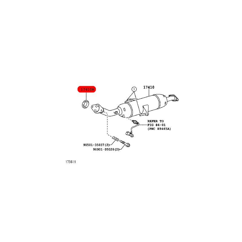 Junta tubo de escape saída turbo ou intermediária, para Toyota Land Cruiser J12 /15 (motor 1KDFTV) - Original Toyota Land Cruise